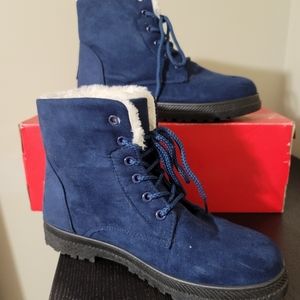 NWOT - Beautiful Blue Suede Ankle Boots, size 9.  Never worn.